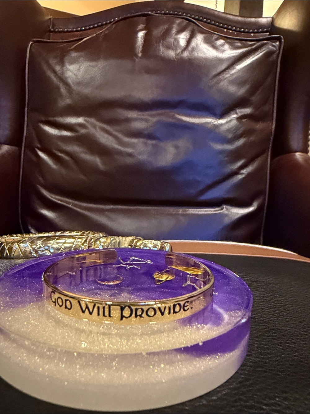 Hallmark Gold Tone "God Will Provide" Religious Cuff Bracelet